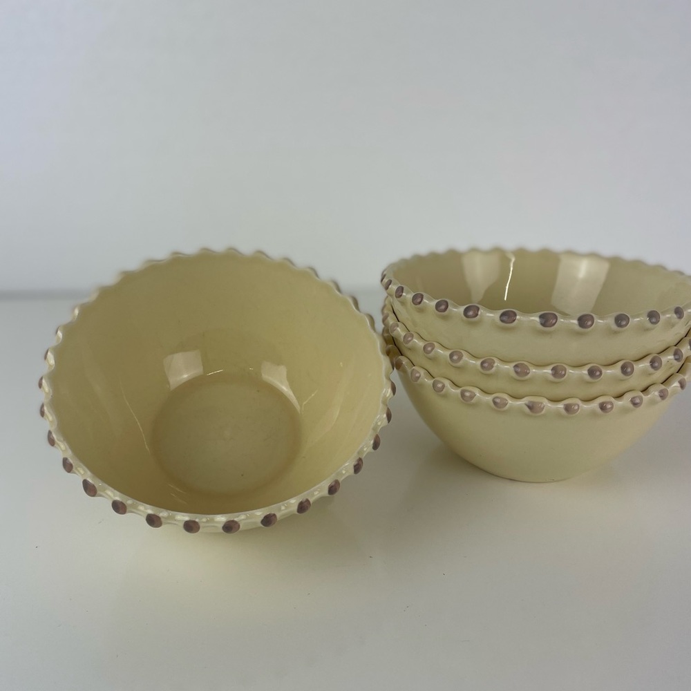 Primagera Portugal Soup Cereal Bowls 4 Yellow Dots